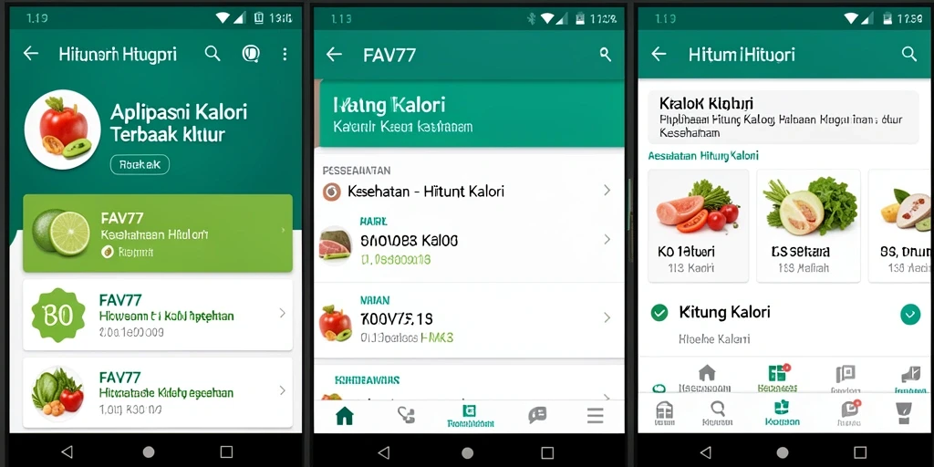 Tampilan antarmuka FAV77 yang intuitif untuk Hitung Kalori.