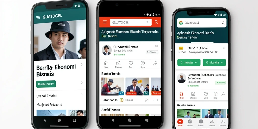 Tampilan utama aplikasi GUATOGEL dengan informasi Ekonomi Bisnis terkini.