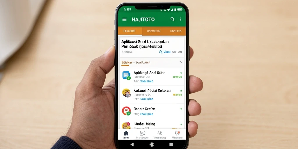Tampilan antarmuka HAJITOTO dalam aktivitas belajar Soal Ujian.