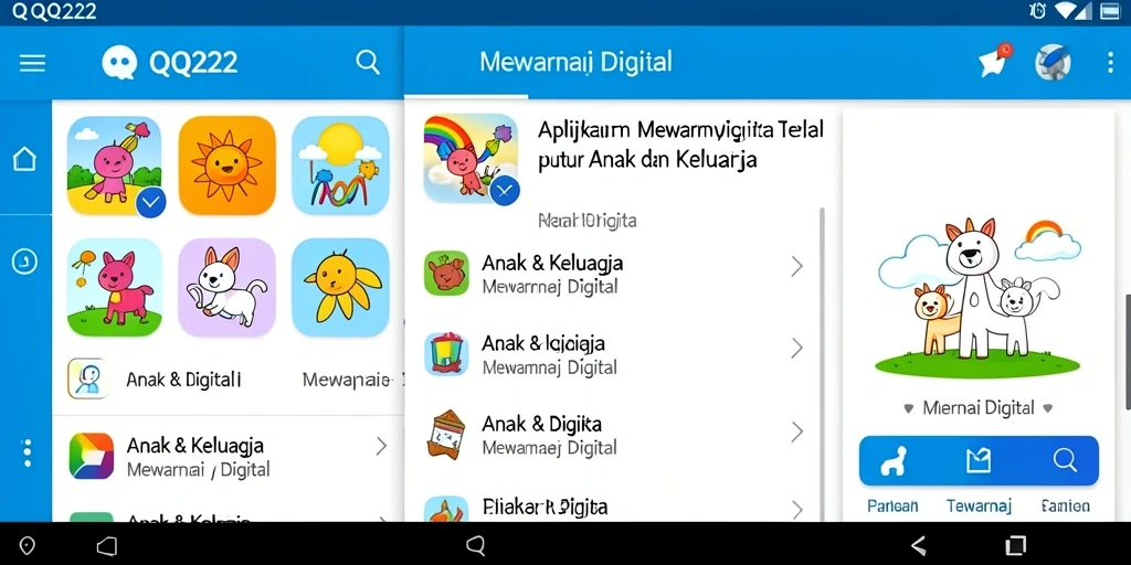 Antarmuka colorful QQ222 untuk mewarnai digital.