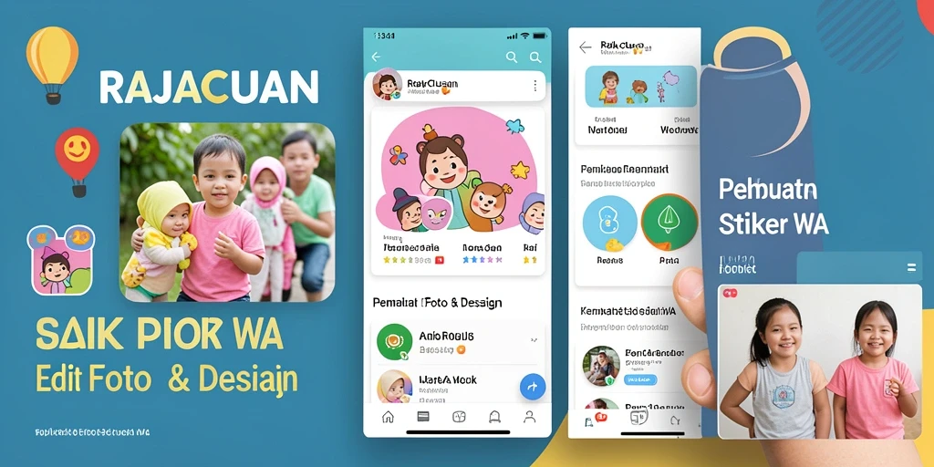 Antarmuka RAJACUAN untuk membuat stiker WA yang simpel dan menarik.